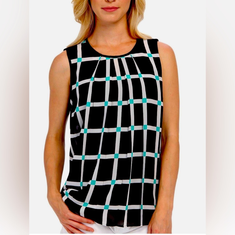 Micheal Micheal Kors Ellington Pleated Printed Blouse Womens Black Green White